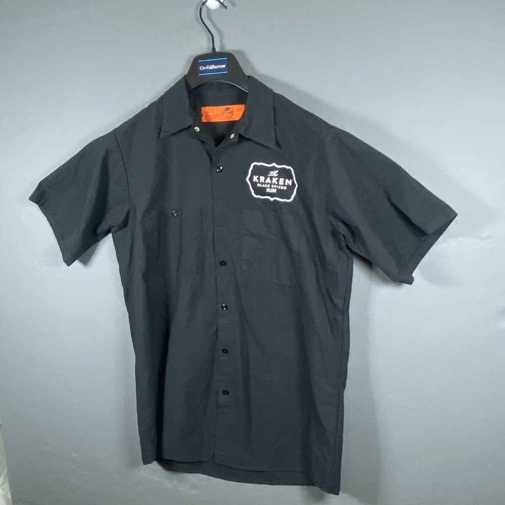Red Kap Work Shirt Men's M Black "Release the Kraken" The Kraken Spiced Rum - Picture 3 of 7